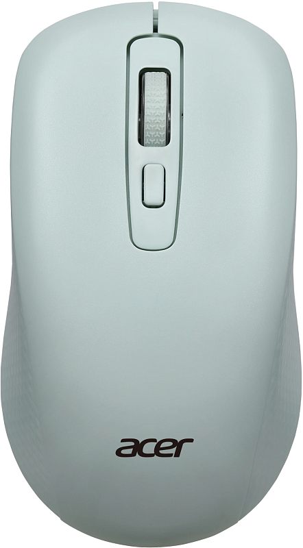 Фото-1 Беспроводная мышь Acer OMR309, светло-зелёная, вид сверху; на фото видны колесо прокрутки с текстурой, кнопка переключения DPI под колесом и логотип Acer, что важно для страницы товара с вариантом цвета и компоновкой органов управления.