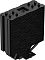 Фото-7 Радиатор DeepCool AG400 BK ARGB без вентилятора, вид сверху: чёрная верхняя крышка с заглушками на концах тепловых трубок и вырезом под логотип. Снизу видна часть крепления основания. Белый фон — фото показывает верхнюю панель башенного радиатора.