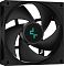 Фото-8 Вентилятор для радиатора DeepCool AG300, крупный план спереди: чёрная рамка с лопастями и логотипом на ступице, видны отверстия под крепёжные винты; фото помогает понять тип и форму вентилятора на странице товара.