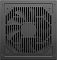 Фото-4 Блок питания PCCooler P3 F450 W1H, вид строго сверху на сторону вентилятора: вентилятор под решёткой с вертикальными прорезями и центральной площадкой, по углам винты; тёмно‑серый корпус на белом фоне для демонстрации конструкции охлаждения.