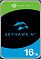 Фото-1 Жесткий диск Seagate SkyHawk AI ST16000VE004 16 ТБ, вид спереди; видна лицевая этикетка SkyHawk AI, металлическая окантовка крышки и корпус 3.5 дюйма. Зеленый, черный, голубой и серебристый цвет. Изображение для карточки товара, чтобы показать серию и внешний вид накопителя.