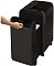 Фото-5 Уничтожитель бумаги Fellowes Powershred LX220, извлечение корзины; рука выдвигает передний контейнер, внутри видна измельчённая бумага, корпус чёрный.