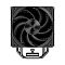 Фото-4 Кулер PCCooler RZ500 BK, фронтальный вид строго спереди: чёрный вентилятор в квадратной рамке и нижний прижимной узел крепления; помогает увидеть симметрию установки и крепёж на процессор.
