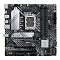 Фото-2 Материнская плата ASUS Prime B660M-A D4, вид сверху: чёрный текстолит с белыми диагональными линиями, сокет LGA1700, четыре слота памяти, серебристые радиаторы VRM и чипсета, радиатор M.2 с маркировкой PCIe 4.0; на белом фоне, показывает компоновку и охлаждение для карточки товара.