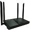Фото-2 Wi‑Fi роутер Origo OWR1830AXG, вид под углом; чёрный низкопрофильный корпус с четырьмя антеннами, логотип ORIGO на верхней панели &mdash; для визуальной идентификации модели.