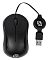 Фото-6 Проводная мышь Oklick 115SR, вид сверху рядом со сматываемым USB-кабелем. Видны чёрный симметричный корпус, центральное колесо и круглый блок механизма смотки кабеля с USB-разъёмом. Изображение важно для страницы товара, потому что показывает конструкцию кабеля и комплектный внешний вид модели.