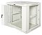 Фото-2 Настенный шкаф LANMASTER Pro 9U 600&times;450 мм, серый, вид спереди слева с открытой боковой секцией. Видны передняя дверь, внутренние направляющие, боковая часть корпуса на петлях и опорные планки. Снимок на белом фоне для карточки товара, показывает конструкцию доступа с боковой стороны.