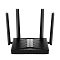 Фото-1 Wi‑Fi роутер Cudy WR3600, вид спереди: чёрный корпус с рифлёной верхней панелью, четыре вертикальные антенны и индикаторы на передней кромке; предметное фото — чтобы оценить конструкцию и размещение антенн на странице товара.