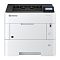 Фото-2 Принтер Kyocera ECOSYS P3155dn, вид спереди; белый корпус, чёрная верхняя панель, ЖК‑дисплей с клавиатурой справа, передний USB‑порт и кнопка питания.