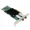 Фото-2 HBA‑адаптер Broadcom Emulex LPE16002B M6, вид сбоку на планку: два SFP‑разъёма, маркировка портов и чёрный радиатор на плате; важно для выбора подключения оптических/медных SFP‑модулей.