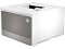 Фото-4 Цветной лазерный принтер HP Color LaserJet Pro 4203dw, общий вид спереди под углом: фронтальная крышка отсека, логотип HP и верхняя панель с экраном; белый корпус с серыми элементами, на белом фоне &mdash; помогает оценить внешний вид и компоновку передней части модели.