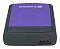 Фото-2 Внешний HDD Transcend StoreJet 25H3 TS4TSJ25H3P, фиолетовый — вид спереди со стороны разъёма; фиолетовая лицевая вставка, круглая кнопка в углу, на торце разъём Micro-USB 3.0.