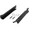 Фото-1 Монтажный комплект Powerman Rack Rail Kit: общий вид — две чёрные металлические направляющие/кронштейны, пластины и россыпь крепежа на белом фоне; важно для понимания комплектации и формы креплений.