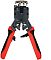 Фото-2 Обжимной инструмент Hyperline HT-3008AR, вид с обратной стороны: маркировки 6P DEC, 4P и 8P рядом с матрицами, зона &laquo;Strip Length&raquo; с длинами 6 мм и 12 мм, красно-чёрные рукоятки &mdash; фото уточняет, какие гнёзда и настройки зачистки есть на инструменте.