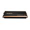 Фото-2 SSD ADATA LEGEND 960 MAX, фронтальный ракурс под углом; чёрная лицевая пластина радиатора, по краям медно-золотистые бортики, справа видны контакты M.2, снизу заметна высота радиатора. Фото показывает профиль модуля и конструкцию охлаждения для страницы товара.