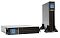 Фото-1 ИБП Штиль STR1101L 1000 VA Rack/Tower 2U, два варианта установки на одном фото: слева горизонтально для стойки, справа вертикально на опорах; на чёрной фронтальной панели видны LCD-дисплей, кнопки и длинные вентиляционные прорези; фото показывает rack/tower форм-фактор для страницы товара.