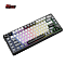 Фото-5 Механическая клавиатура Royal Kludge RK L75, вид сверху под углом с RGB-подсветкой. Видны компактный корпус чёрного цвета, многоцветная подсветка по рядам, укороченный формат без цифрового блока и отдельные стрелки. Фото даёт общее представление о форме и посадке клавиш для страницы товара.