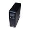 Фото-5 ИБП ACD PW Slim 1000 VA Tower 82N C44006 00G, вид спереди сверху справа. Видны верхние вентиляционные рёбра, узкий чёрный корпус, экран и три кнопки на лицевой панели. Полезно для карточки товара, где нужно показать глубину корпуса и верхнюю часть устройства.