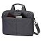 Фото-4 Сумка для ноутбука Continent CC-014 13,3, вид спереди под углом; серый корпус с передним карманом, в кармане видны документы, плечевой ремень на карабине, верхние ручки