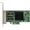 Фото-3 Сетевая карта PCIe ExeGate EXE-i350 T4v2, вид сверху: чёрный радиатор по центру, две микросхемы Pulse на плате, золотистые контакты PCIe