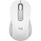 Фото-3 Мышь Logitech Signature M650 L, вид строго сверху; на фото белая верхняя панель с логотипом Logitech, зелёным индикатором и симметричным расположением боковых зон с текстурой, кадр показывает форму корпуса на странице товара.