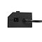Фото-4 USB-хаб Exegate DUB-42SW, крупный план торца: круглый разъём питания и ввод кабеля в корпус, чёрный; показывает варианты подключения питания и кабельный ввод.