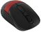 Фото-4 Беспроводная мышь Oklick 310MW, чёрно-красный корпус, вид сверху под углом с USB-ресивером рядом; показаны колесо прокрутки, кнопка DPI и компактный приёмник USB, на корпусе видна красная декоративная вставка; изображение на белом фоне для страницы товара и показа комплекта.