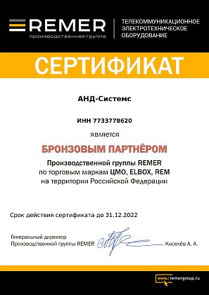 Бронзовый партнер производственной группы Remer