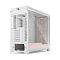 Фото-11 Корпус Fractal Design Meshify 3 XL Ambience Pro RGB TG Clear Tint, белый, вид сзади слева под углом; на фото стеклянная боковая стенка, задняя рама, слоты расширения и три фронтальных вентилятора внутри; изображение помогает оценить сочетание прозрачной панели и задней части корпуса.
