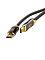 Фото-2 Видеокабель Telecom TCG300 HDMI male to HDMI male 1 м, вид двух коннекторов на плетёном кабеле: чёрная тканевая оплётка, золотистые металлические штекеры и удлинённые корпуса с маркировкой HDMI 2.1. Фото важно для оценки материалов и исполнения кабеля.