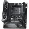 Фото-3 Материнская плата ASUS ROG Crosshair VIII Impact mini-DTX, вид сверху на плату без упаковки; показаны сокет AMD AM4, два слота памяти, один слот PCIe, массивный вертикальный кожух задней панели и радиатор SupremeFX на нижней части платы для страницы товара.