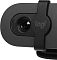 Фото-10 Веб-камера Logitech Brio 90, крупный план объектива и шторки приватности. Видны линза, рамка объектива, логотип logi и часть корпуса, цвет чёрный. Фото важно для страницы товара, так как показывает оптический блок и механизм закрытия камеры.