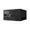 Фото-2 Блок питания PCCooler YS1000 (P5-YS1000-G1F), задняя панель: разъём питания IEC, тумблер включения и переключатель Hybrid Mode, вокруг — перфорация; чёрный корпус на белом фоне, чтобы увидеть элементы управления и подключение питания.