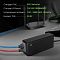 Фото-4 PoE‑инжектор DIGMA DNP65W52GTXP на столе с подключёнными кабелями, вид сбоку; рядом текстом указаны стандарты 802.3af/at/bt, 10/100/1000BASE‑T и питание 100–240V AC, PoE‑бюджет 65 Вт; важно для выбора совместимости PoE и сети.