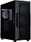 Фото-4 Корпус Zalman I3 NEO V2 Black, вид спереди слева без подсветки; чёрный midi tower с сетчатой фронтальной панелью, тремя фронтальными вентиляторами, задним вентилятором и боковой стенкой из закалённого стекла, фото показывает предустановленное охлаждение корпуса.