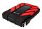 Фото-4 Внешний HDD ADATA HD710 Pro 1TB AHD710P-1TU31-CRD, вид под углом: чёрно‑красный корпус с центральной текстурой, подключённый USB‑кабель с синей вставкой; фото важно для понимания, как выглядит диск при использовании.