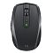 Фото-2 Мышь Logitech MX Anywhere 2S, беспроводная, тёмно-серый цвет, вид сверху; показаны металлическое колесо прокрутки, центральная кнопка, зелёный индикатор и общий силуэт компактного корпуса; фото помогает оценить симметрию верхней панели и расположение элементов на странице товара.