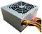 Фото-1 Блок питания для ПК Powerman PM-500ATX F, вид под углом: серый корпус ATX, круглая верхняя решётка вентилятора и выход разноцветного кабельного жгута через втулку; фото показывает форму корпуса и несъёмные кабели.