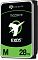 Фото-2 Жесткий диск Seagate Exos M ST28000NM003K 28 ТБ, вид спереди под углом справа; показаны лицевая панель, боковая грань и толщина корпуса 3.5 дюйма. Черный, зеленый, белый и серебристый цвет. Изображение для страницы товара, чтобы показать объемный ракурс накопителя.