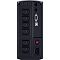 Фото-2 ИБП CyberPower Value Pro VP700EILCD, вид сзади: задняя панель чёрного цвета с четырьмя батарейными и двумя дополнительными выходами IEC, двумя RJ-разъёмами, COM-портом, USB-портом, входом AC и красной кнопкой сброса предохранителя; фото важно для страницы товара, так как показывает типы выходов и сервисные интерфейсы.