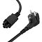 Фото-2 Кабель питания Greenconnect GCR-54414, Schuko ↔ IEC 320 C5, 3 м — вид со стороны вилки: показана угловая вилка Schuko и разъём IEC C5 с тремя круглыми отверстиями, чёрные корпуса с рельефной фактурой; важно для страницы товара, чтобы различить форму разъёмов.