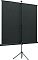 Фото-2 Экран на штативе Lumien Eco View LEV-100104, вид сзади; тёмная задняя сторона полотна, центральная стойка с фиксатором высоты; чёрный штатив-тренога и нижняя планка.