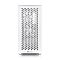 Фото-3 Корпус Thermaltake Divider 300 TG Air (белый), фронтальный вид: высокая перфорированная панель с повторяющимся рисунком, логотип внизу, через отверстия заметны элементы внутри; белый, на белом фоне для карточки товара, чтобы показать форму и площадь фронтальной вентиляции.