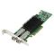 Фото-1 HBA‑адаптер Broadcom Emulex LPE16002B M6 Fibre Channel 16 Gb/s, вид под углом: зелёная плата PCIe с чёрным радиатором и двумя SFP‑портами на металлической планке; используется для подключения к SAN по Fibre Channel.