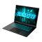 Фото-2 Игровой ноутбук Gigabyte Gaming A16 GA65H, вид спереди справа под углом; показаны экран, клавиатура с бирюзовой подсветкой, крупный тачпад с угловой разметкой и графическая маркировка Gaming A16 на правой опоре, тёмно-серый корпус помогает рассмотреть рабочую зону на странице товара