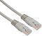 Фото-1 Патч-корд REXANT UTP Cat 5e 3 м, серый &mdash; общий вид двух штекеров RJ45 под углом; видны прозрачные корпуса, серые хвостовики разгрузки натяжения и цветные жилы в разъёмах; фото помогает для страницы товара показать конструкцию коммутационного кабеля.