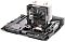 Фото-7 Кулер для процессора DeepCool GAMMAXX 400 Blue Basic, установлен на материнской плате: чёрный вентилятор на радиаторе рядом со слотами памяти и разъёмами, видны медные трубки сверху; белый фон, пример монтажа кулера в системе охлаждения CPU.