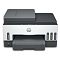 Фото-2 МФУ HP Smart Tank 790 &mdash; фронтальный вид на белом фоне; тёмная верхняя панель с пиктограммами управления, лоток выдачи по центру, окна уровня чернил справа и кнопка питания слева; важно для страницы товара, так как показывает элементы управления и доступ к лотку выдачи.