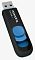 Фото-3 USB‑накопитель ADATA UV128, ракурс 3/4: выдвинут разъём USB‑A, виден синий ползунок и чёрный корпус с маркировкой. Для страницы товара важно показать разъём в рабочем положении.