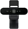 Фото-6 Веб-камера Logitech Brio &mdash; фронтальный вид, объектив по центру, датчики справа, крепление-клипса поднято вверх, чёрная.